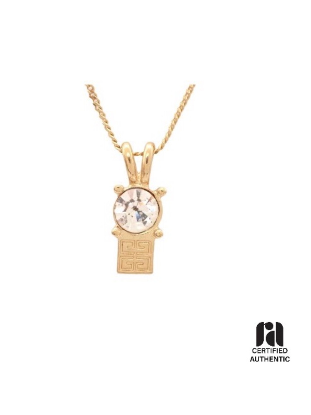 Givenchy Gold-Tone Pendant Necklace with Clear Stone